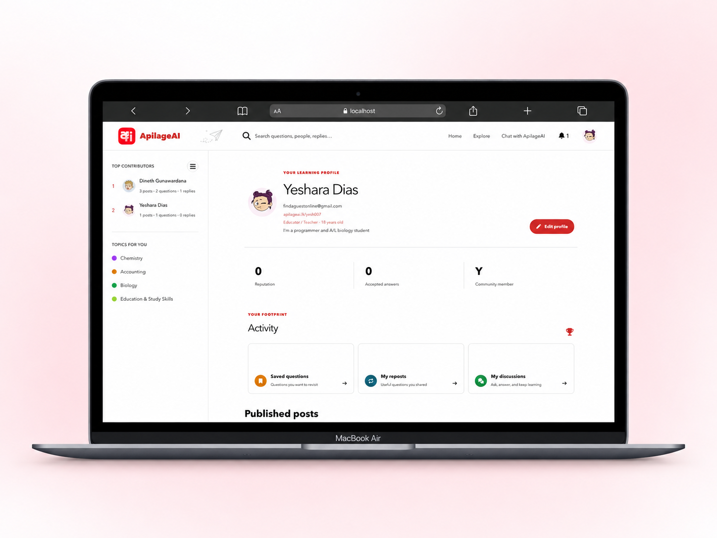 ApilageAI Profile, Streaks, and Telegram Integration